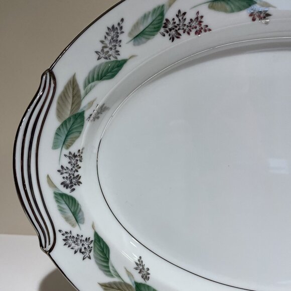 VTG Noritake China Japan 5307 Lynwood 13.5" Large Oval Meat Platter Platinum - Picture 2 of 8